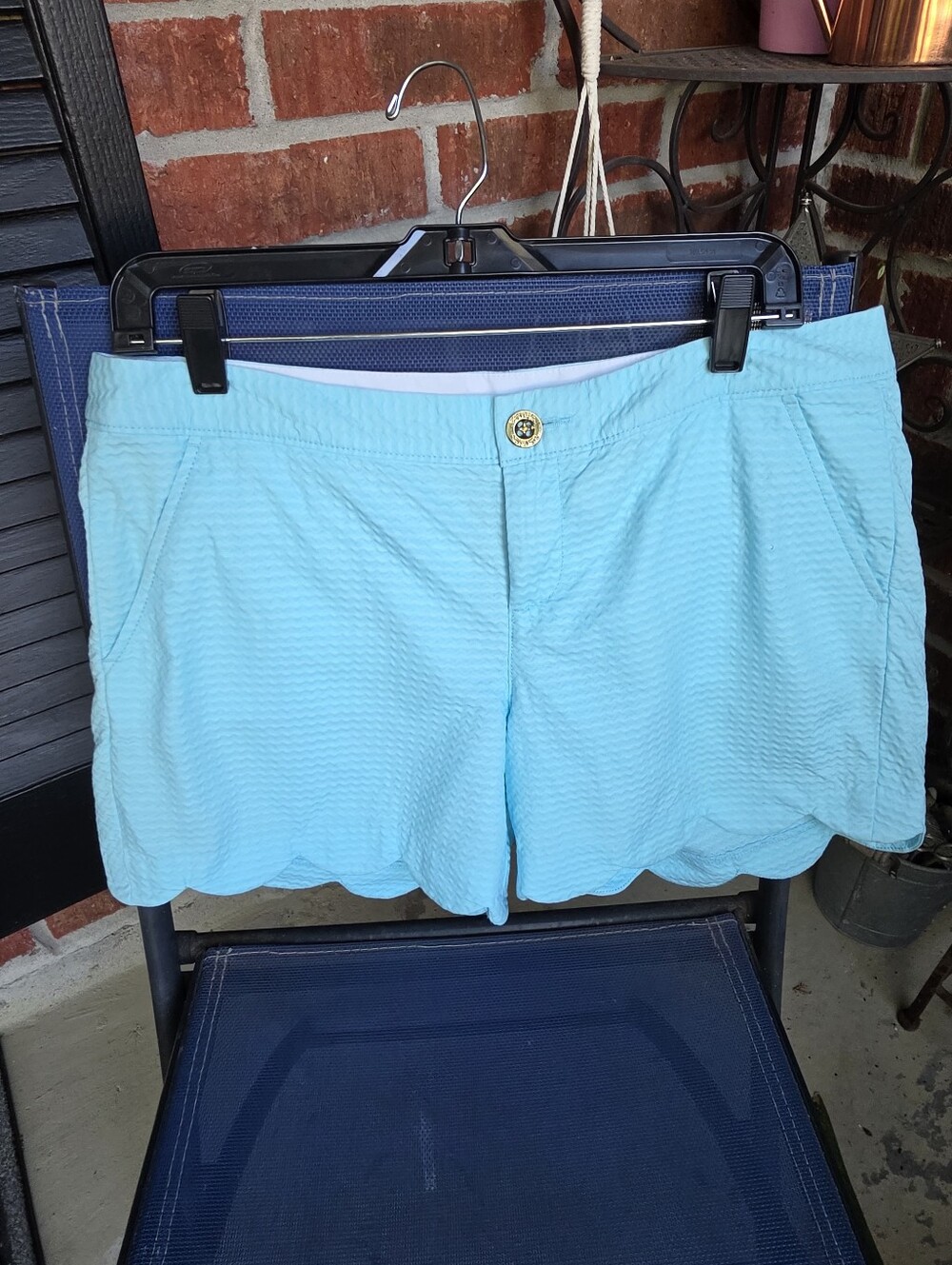 Lilly Pulitzer Blue Scalloped The Buttercup Shorts Cotton 8